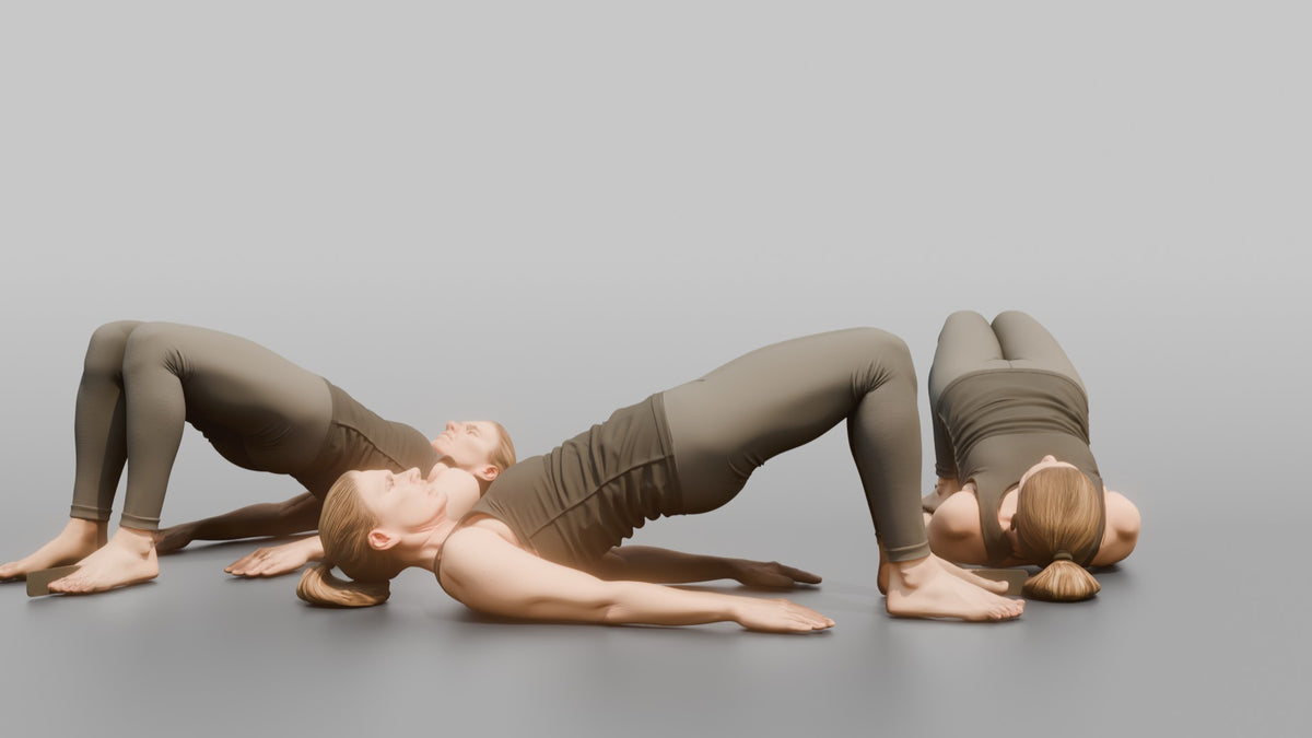 Bodyweight Athlete Woman At The Top Of A Glute Bridge - 3D character model, view 1