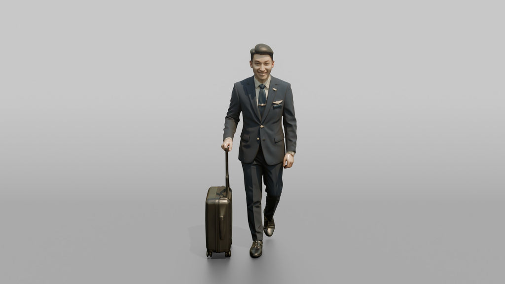 Caucasian Flight Attendant Holding a Coffee Tray