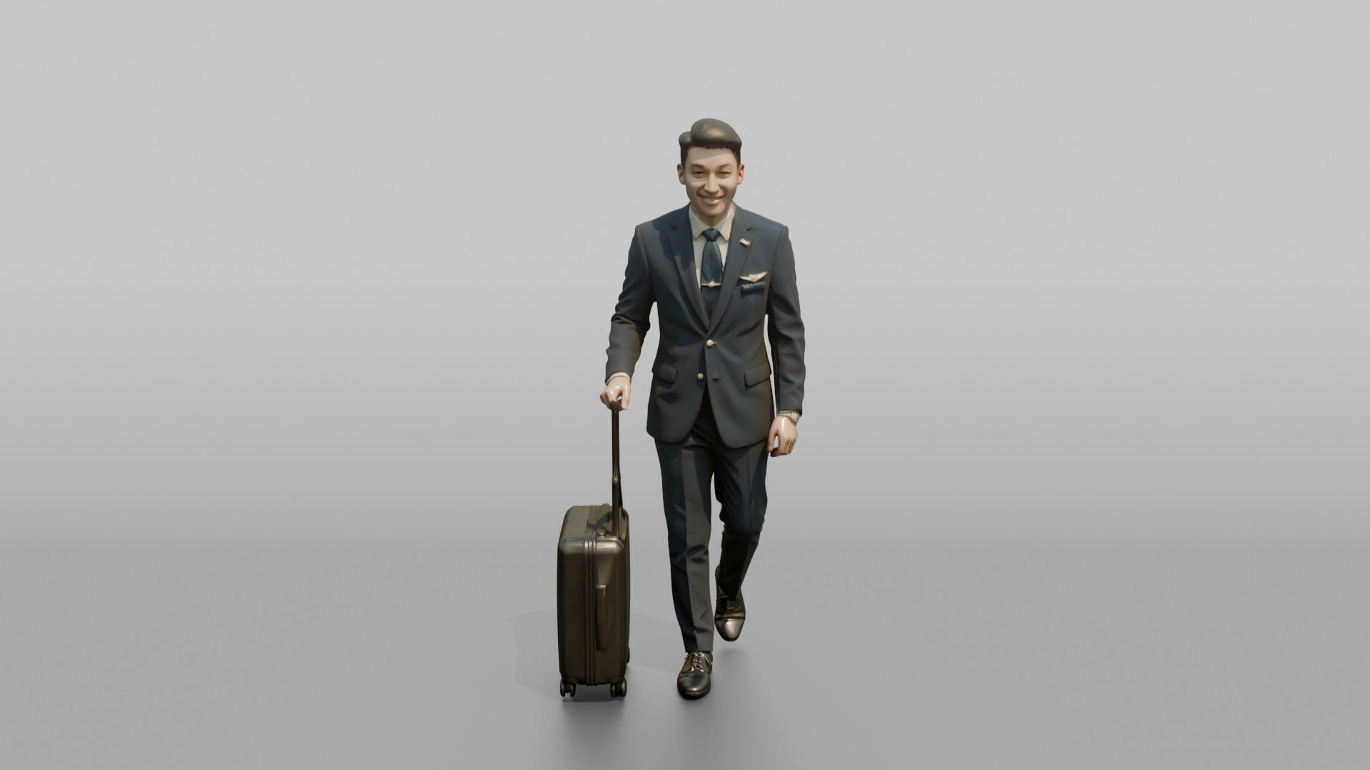 Caucasian Flight Attendant Holding a Coffee Tray
