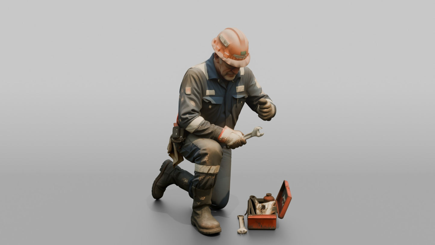 Pumpman Repairing a Cargo Pump on Deck