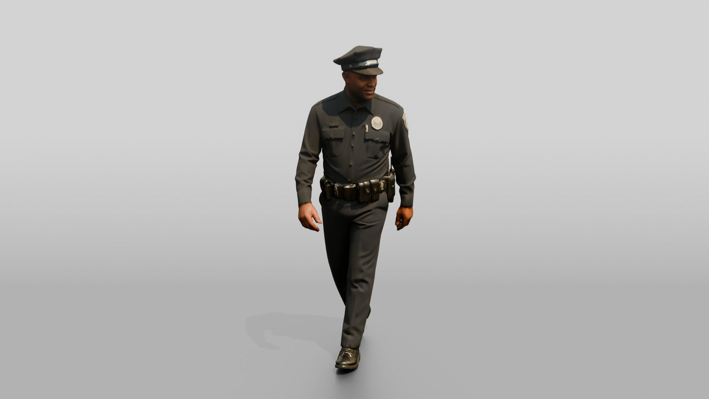 Police Officer Looking Over His Shoulder