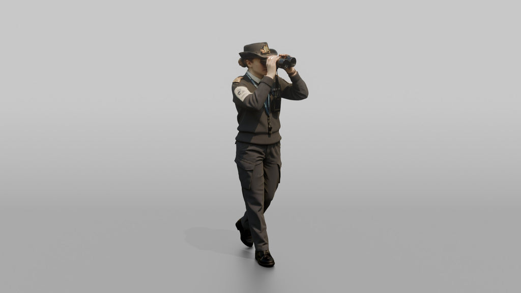 Navigation Officer Scanning the Horizon with Binoculars