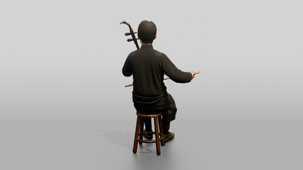 Erhu Player Bowing Traditional Instrument