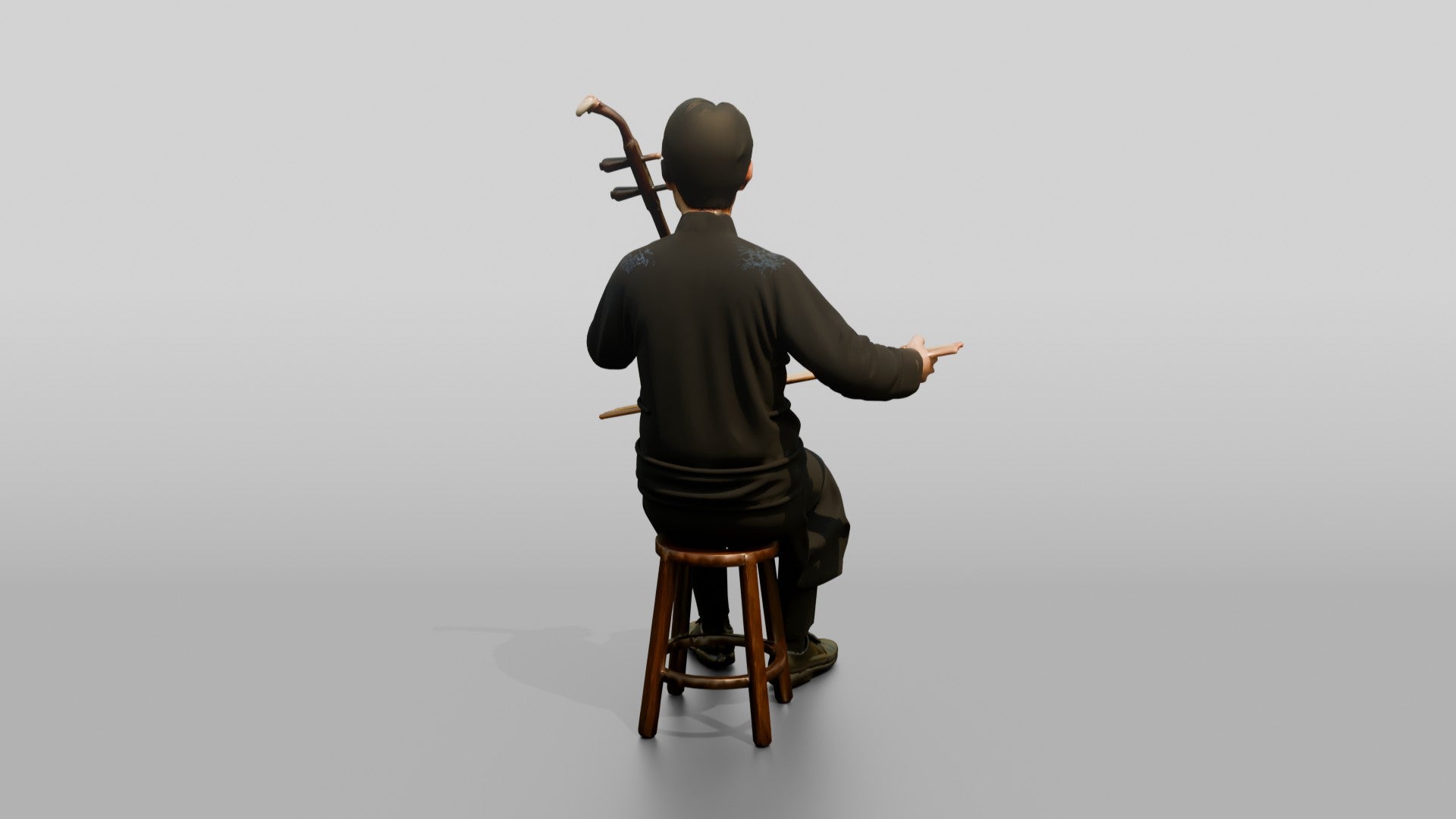 Erhu Player Bowing Traditional Instrument