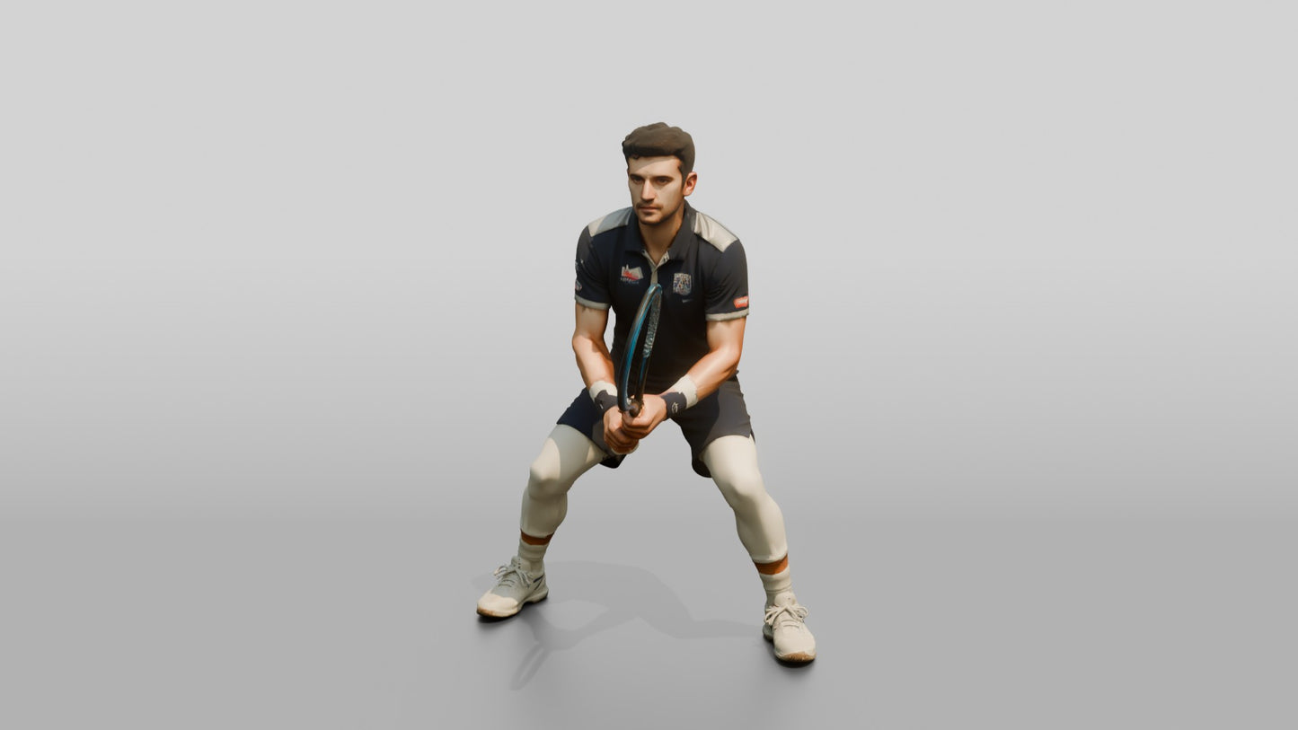 Male Tennis Player Leaning In with Focus