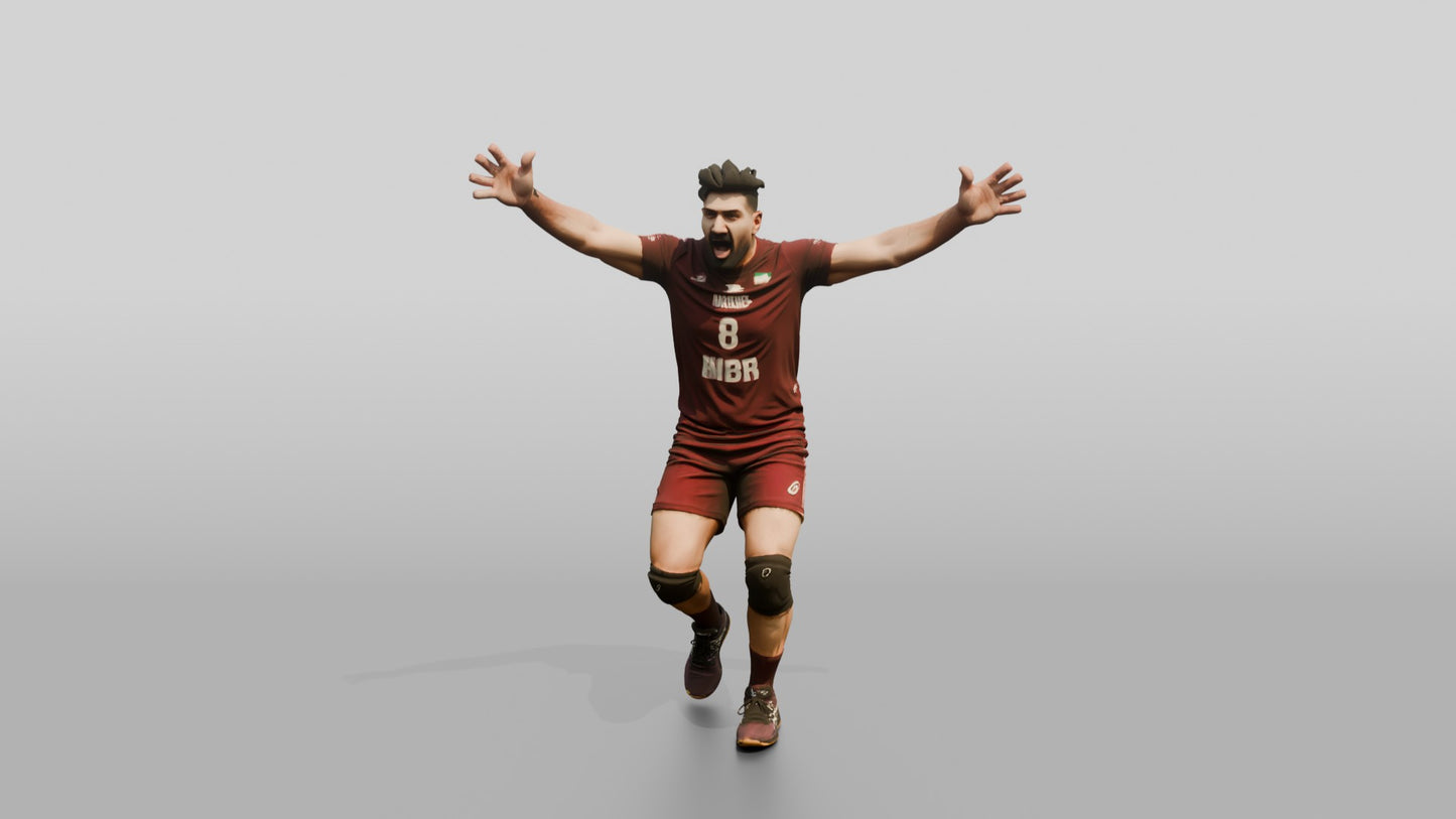 Middle Eastern Male Volleyball Player in Maroon Kit