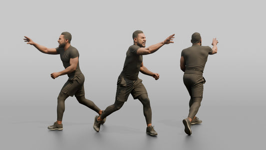 Protester Man Running and Reaching Forward