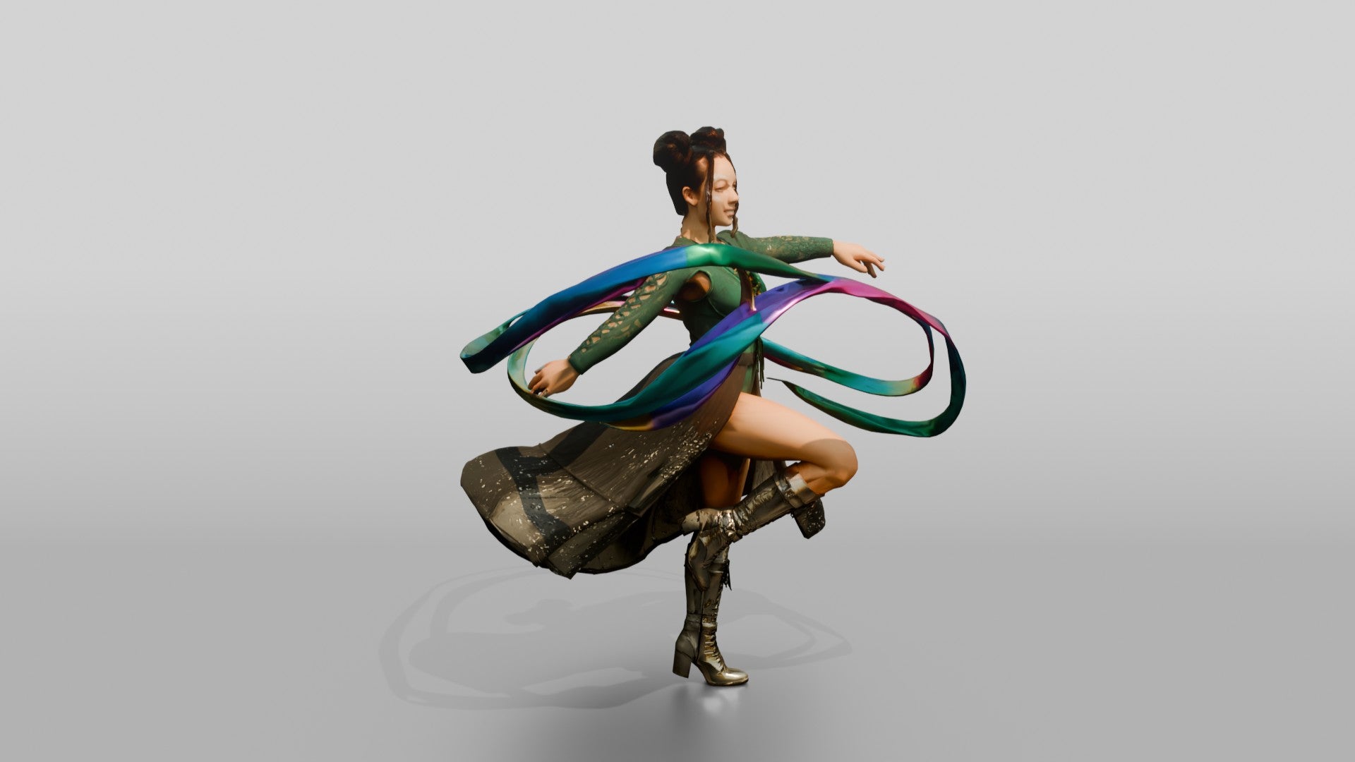 Ribbon Dancer Mid-Twirl