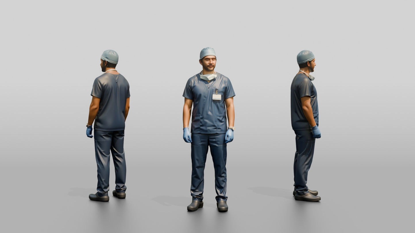Young Hispanic Man Doctor Standing Straight
