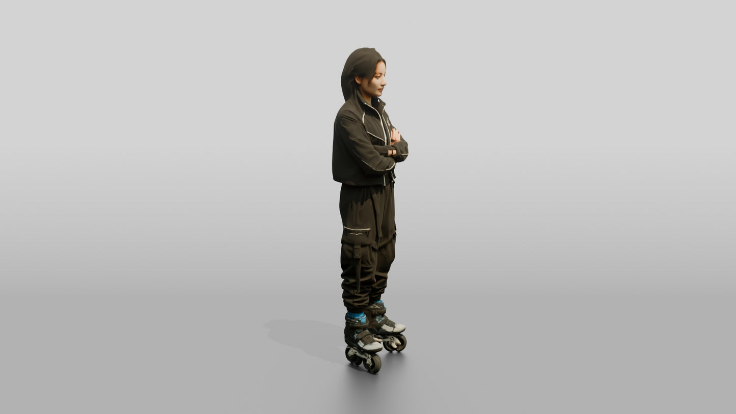 Inline Skater Woman in Cropped Jacket