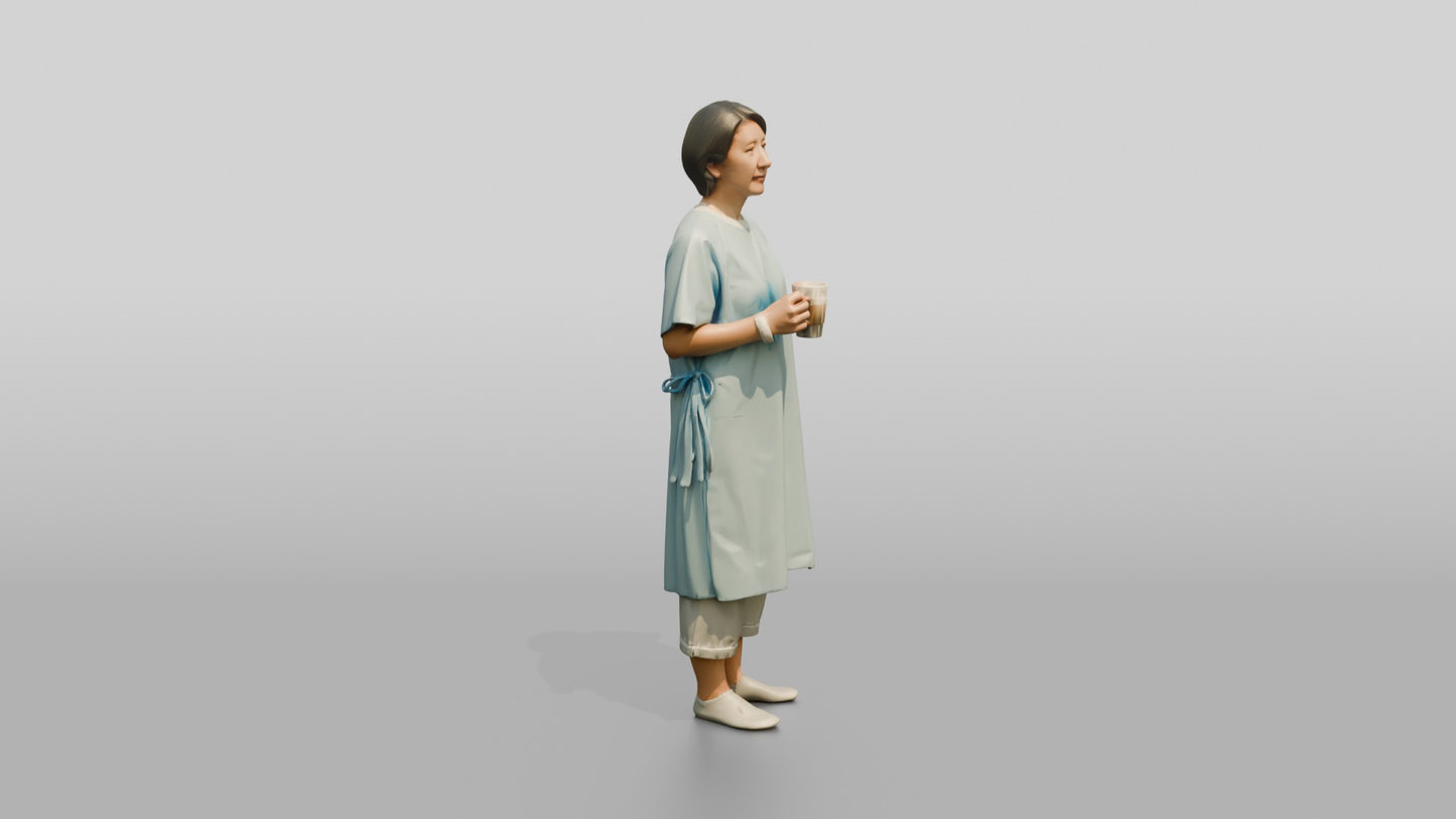 Elderly Woman Patient Holding a Coffee Cup