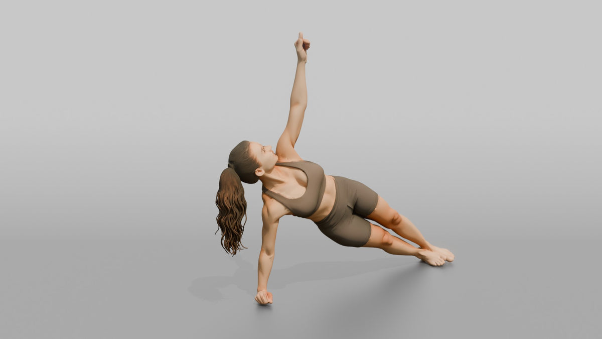 Fitness Influencer Woman Holding A Side Plank - 3D character model