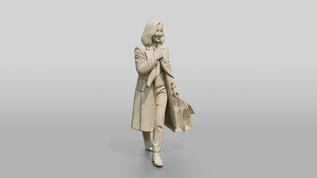Woman Adjusting Silk Scarf While Walking