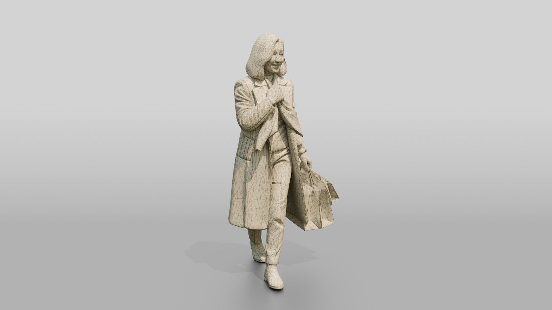 Woman Adjusting Silk Scarf While Walking