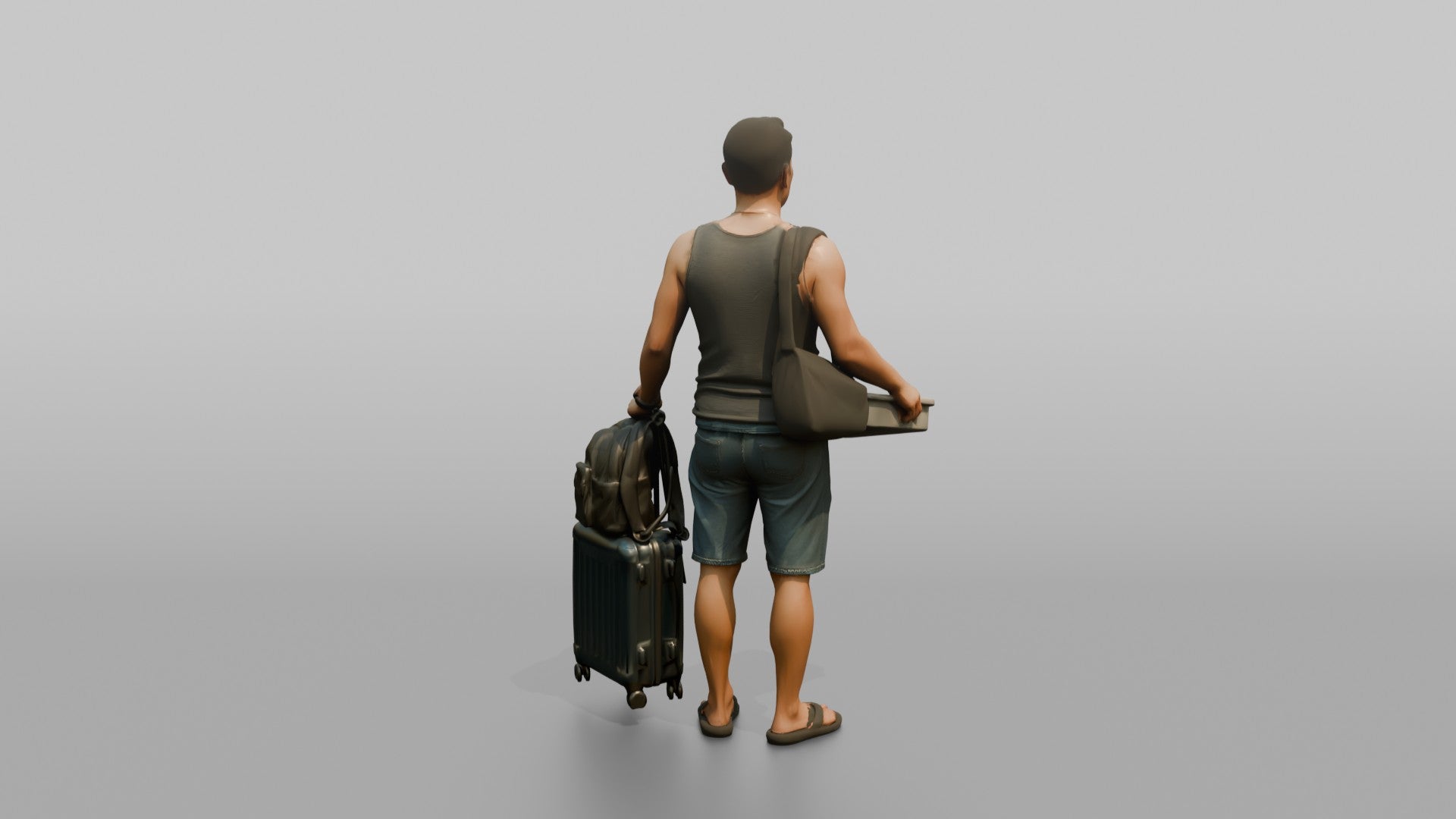 Traveler In A Security Line