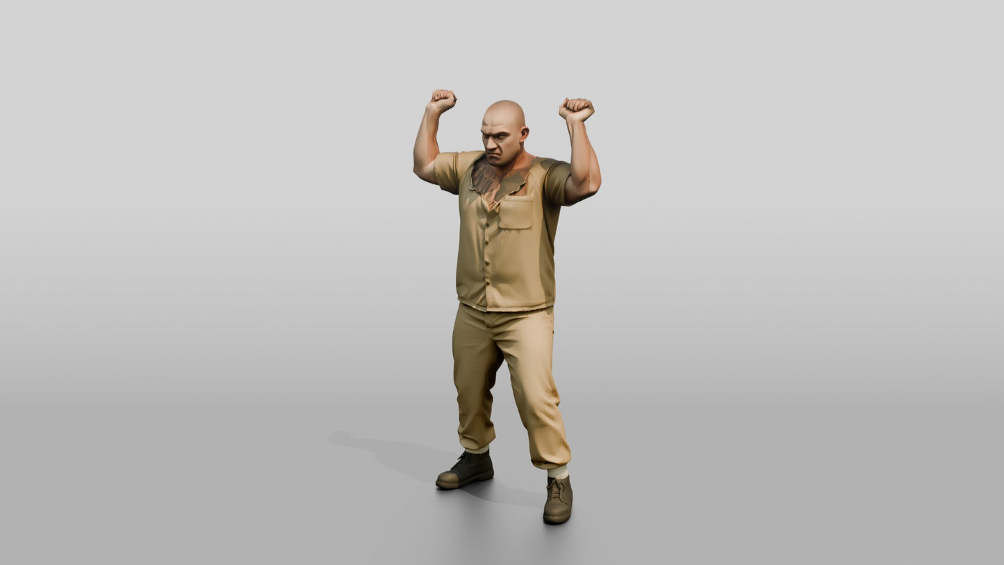 White Male Prisoner in a Khaki Uniform