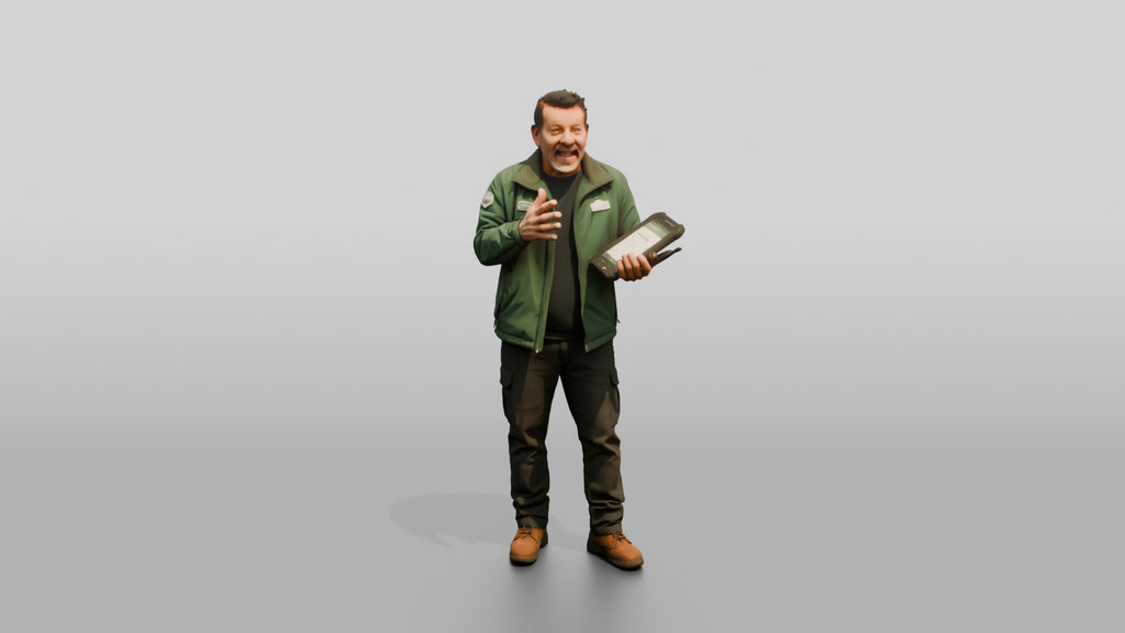 Courier Holding Tablet