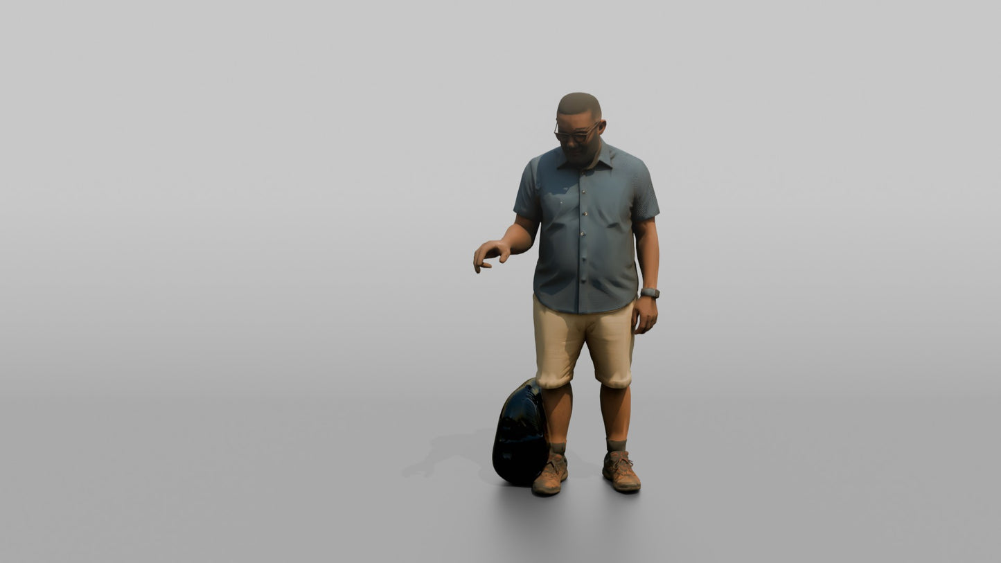 Vacationer Wearing Practical Short Sleeve Button Down And