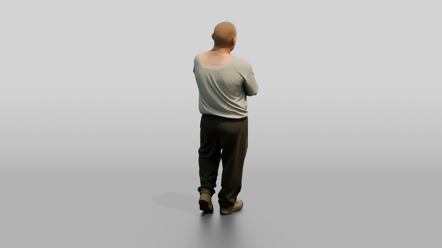 Latino Male Prisoner in a Grey T-shirt and Black Sweatpants
