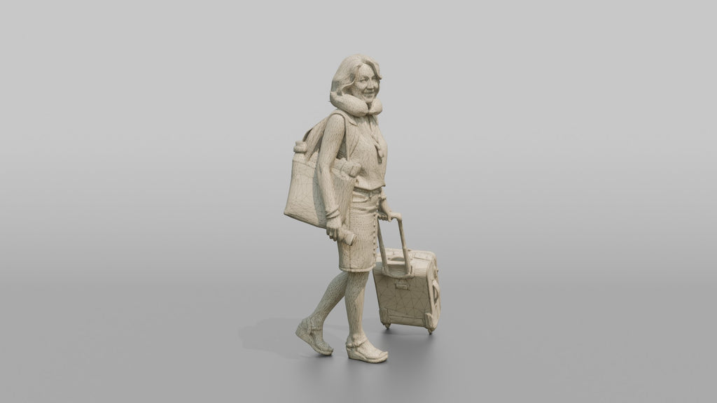 Traveler Carrying A Beach Bag And Backpack
