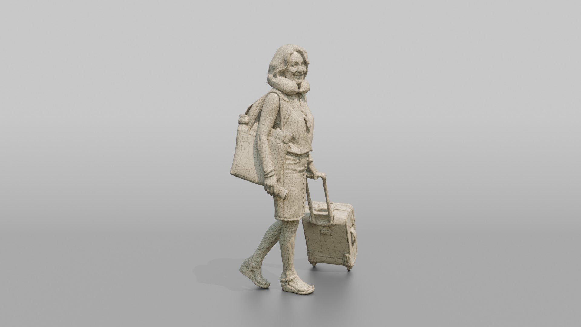 Traveler Carrying A Beach Bag And Backpack