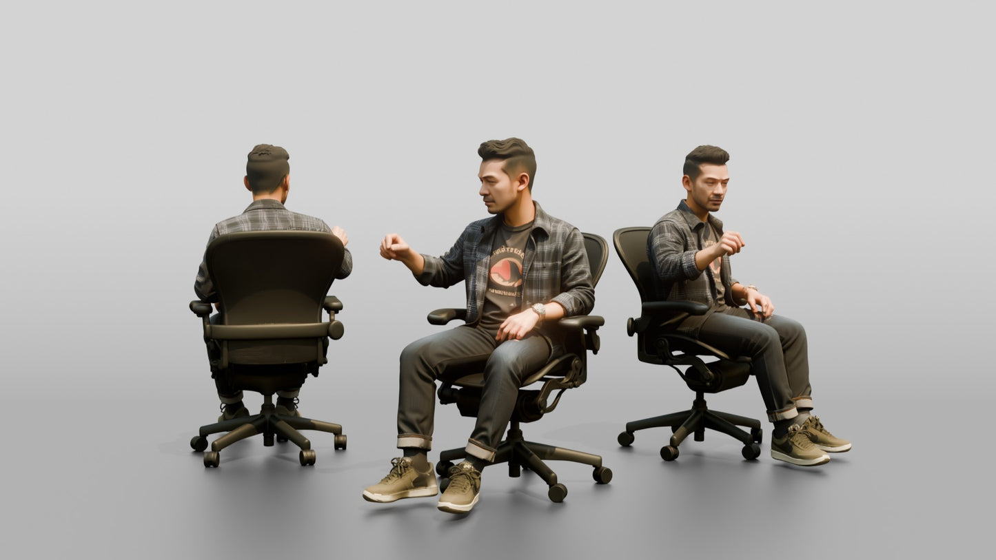 Man Gesturing from an Office Chair