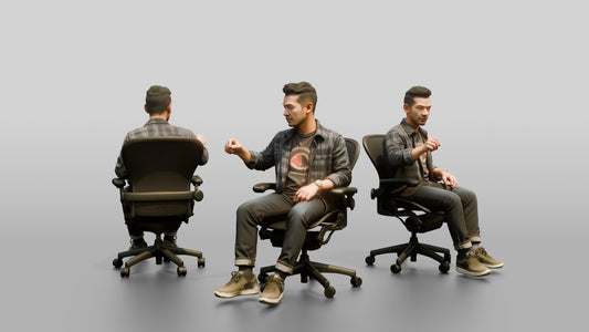 Man Gesturing from an Office Chair