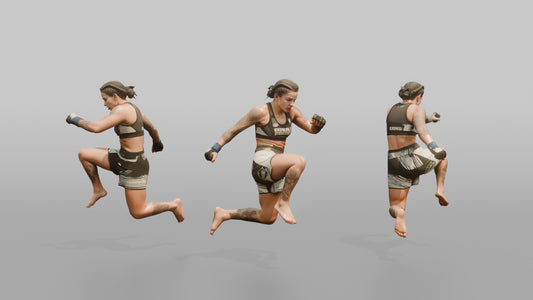 MMA Fighter Dynamic Flying Knee Strike - 3D character model