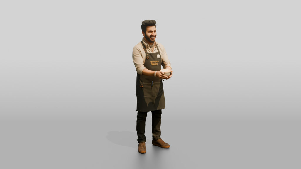 South Asian Barista Proudly Holding Coffee Cup