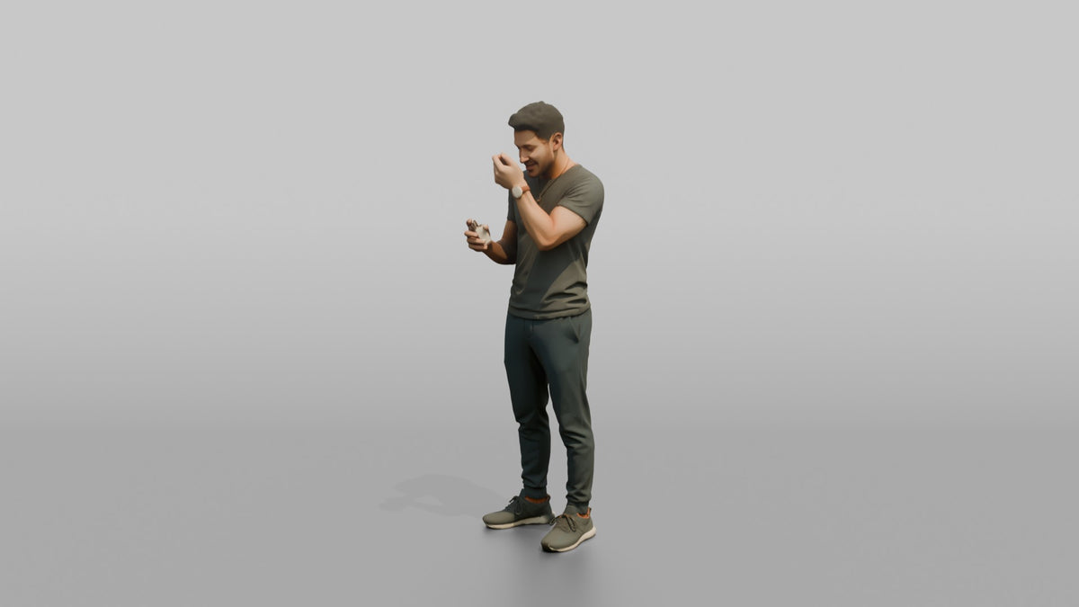 Man Customer Testing A Cologne Sample On His Wrist - 3D character model, view 5