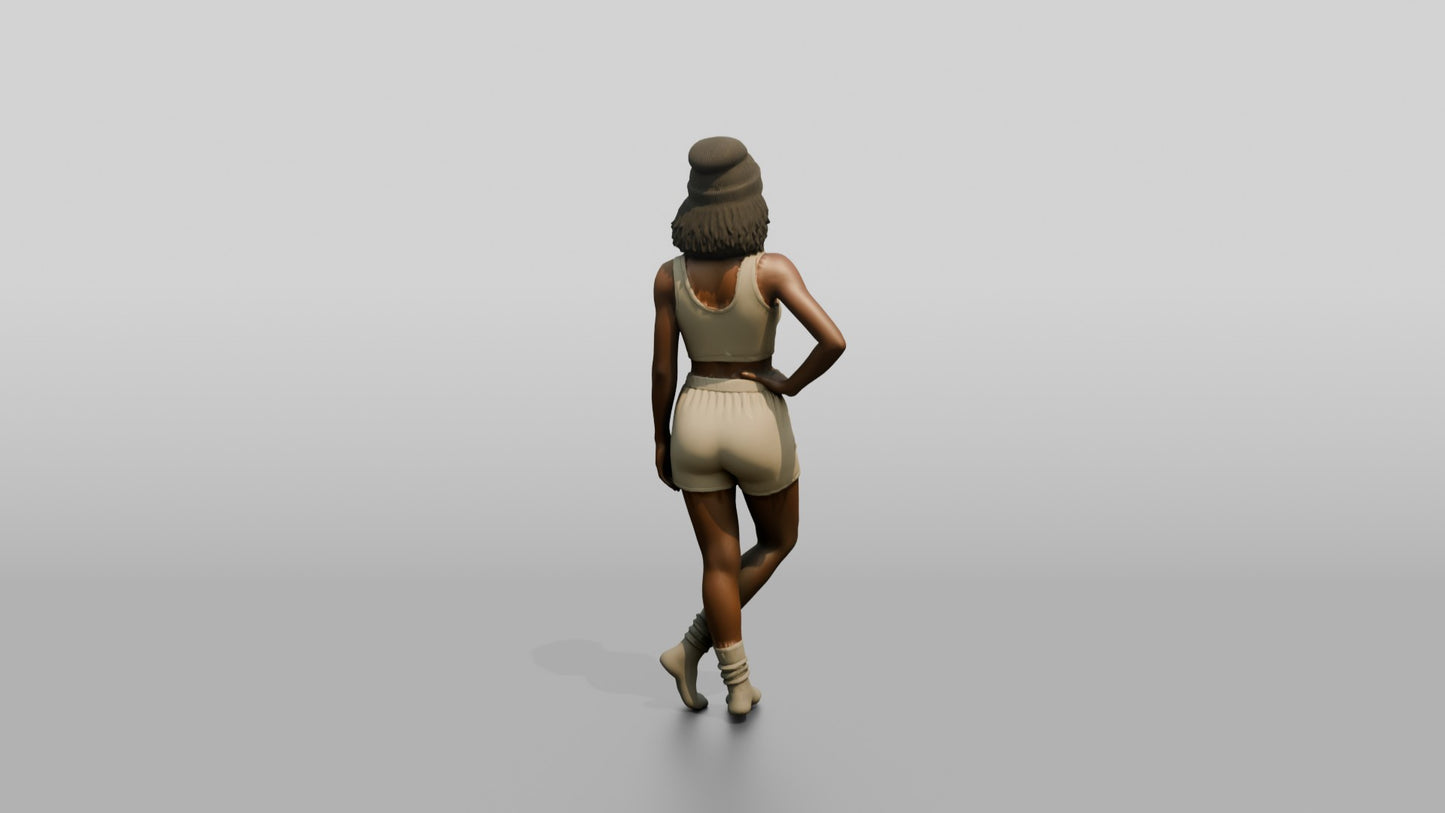 Woman in Beanie Posing with Hands on Hips