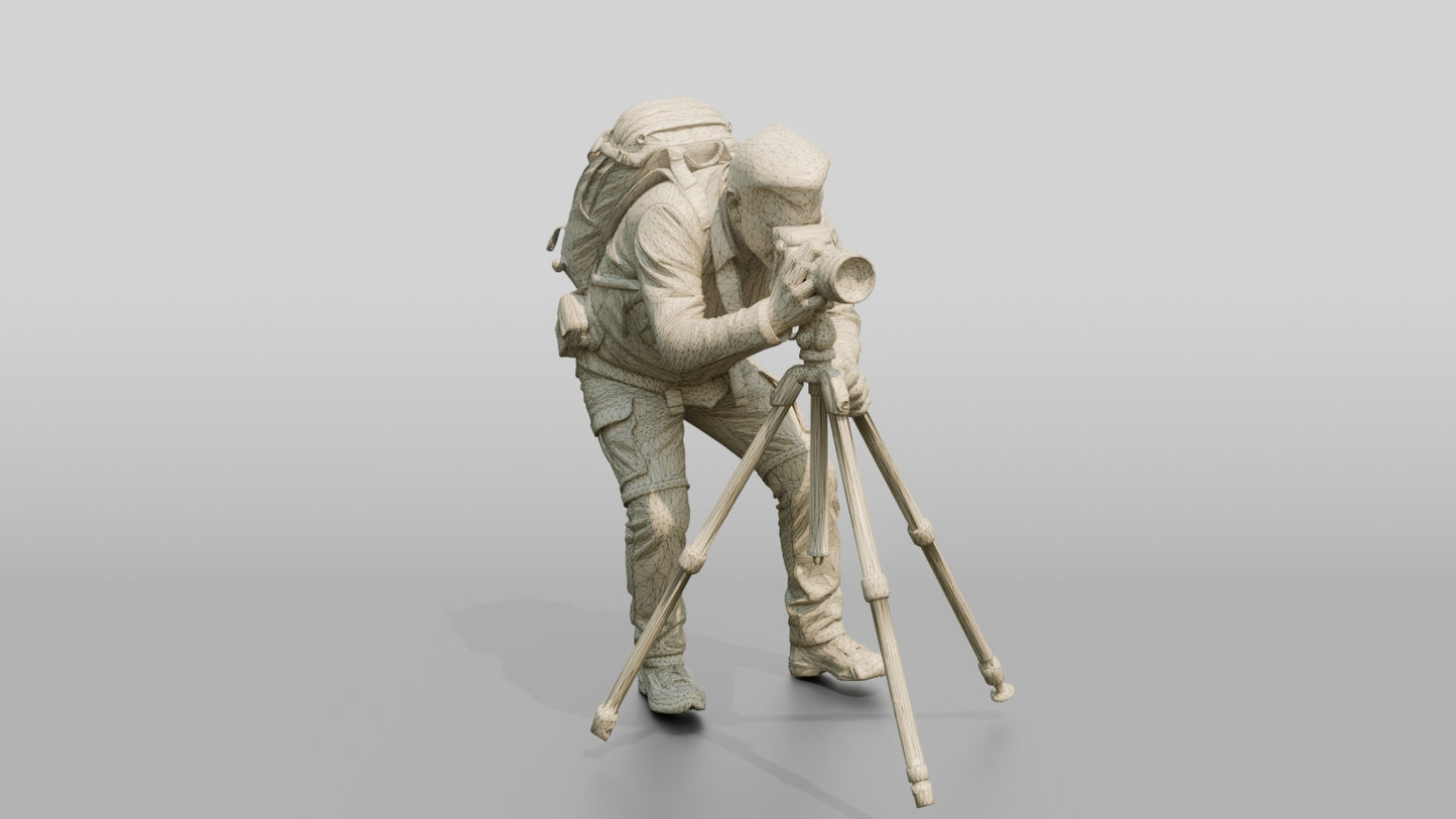 Man Setting Up Camera Tripod