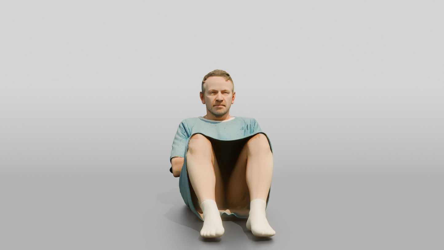 Elderly Man Patient Reclining with Arms Crossed