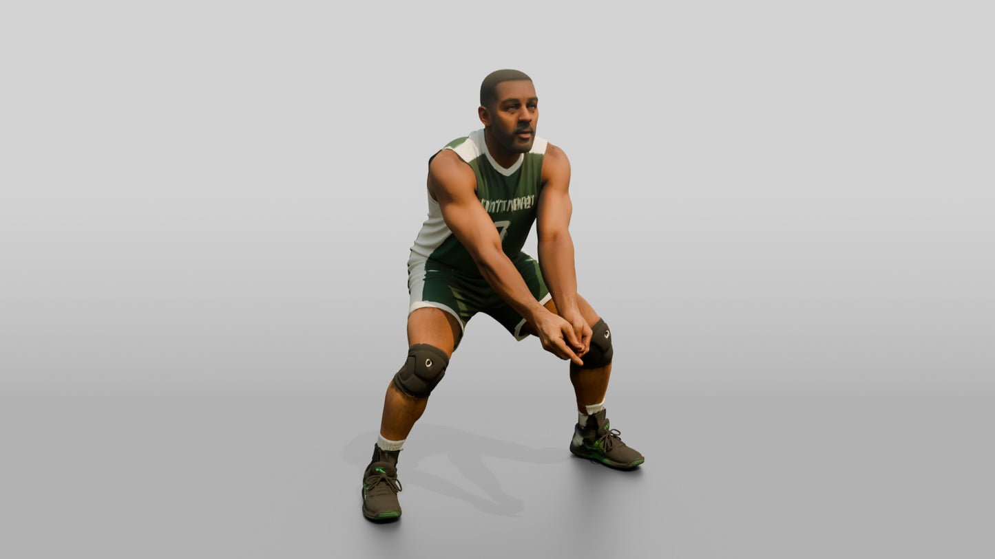 Black Male Volleyball Player in Green Team Uniform