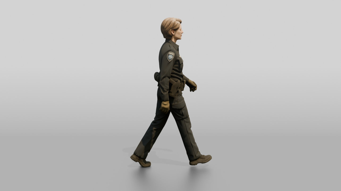 Female Police Officer Walking on Patrol