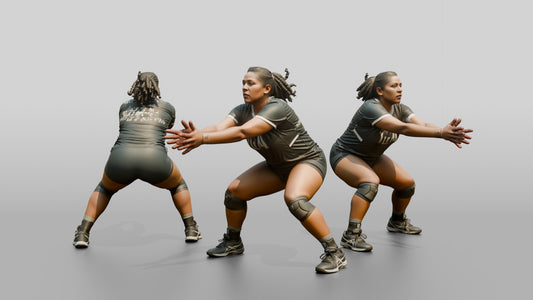 Hispanic Female Volleyball Player in Dark Grey Uniform
