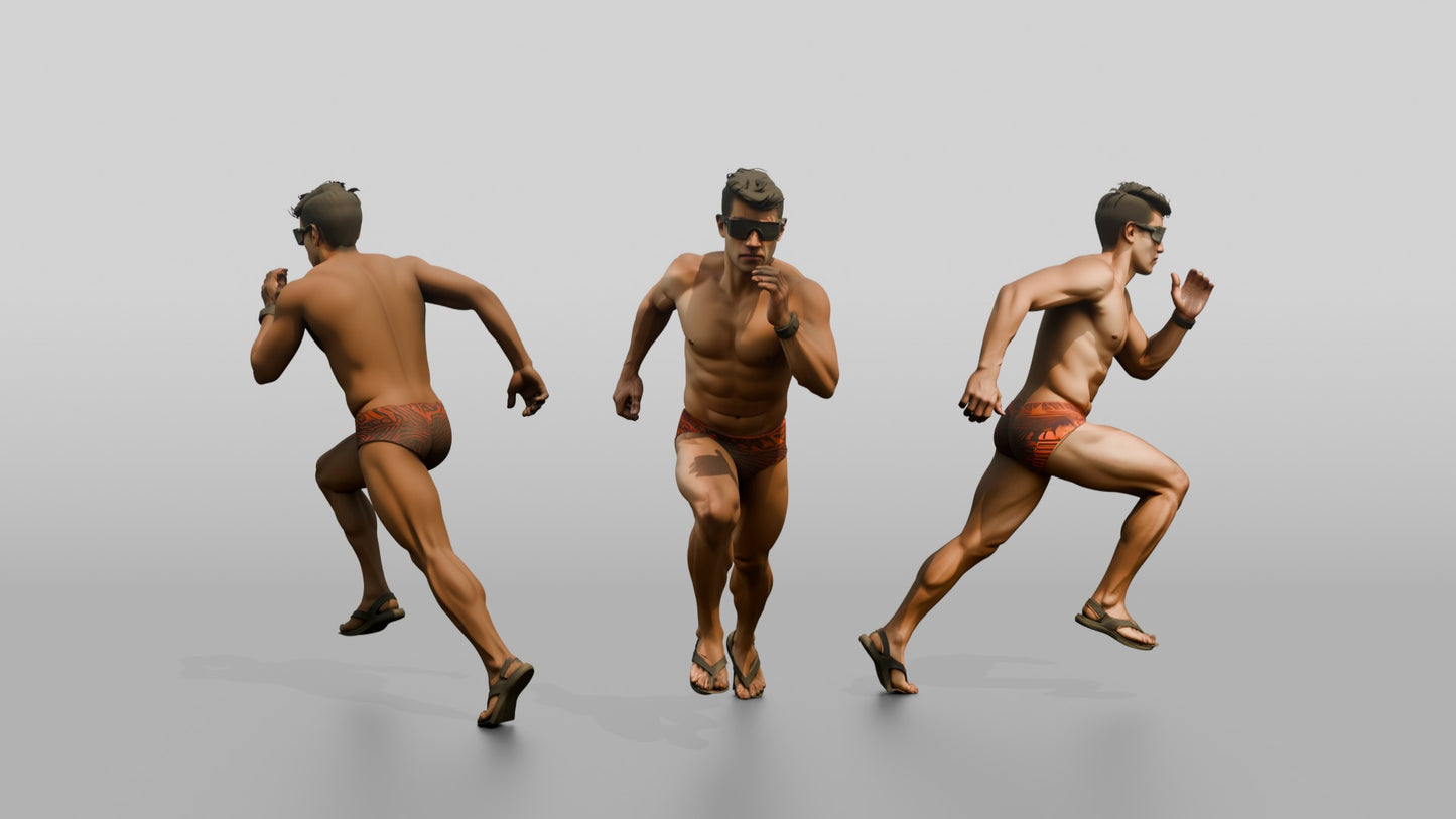 Latino Athlete in Powerful Beach Run