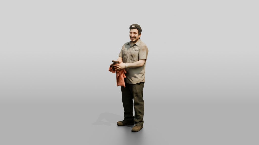 Mechanic Wiping Hands with a Shop Rag