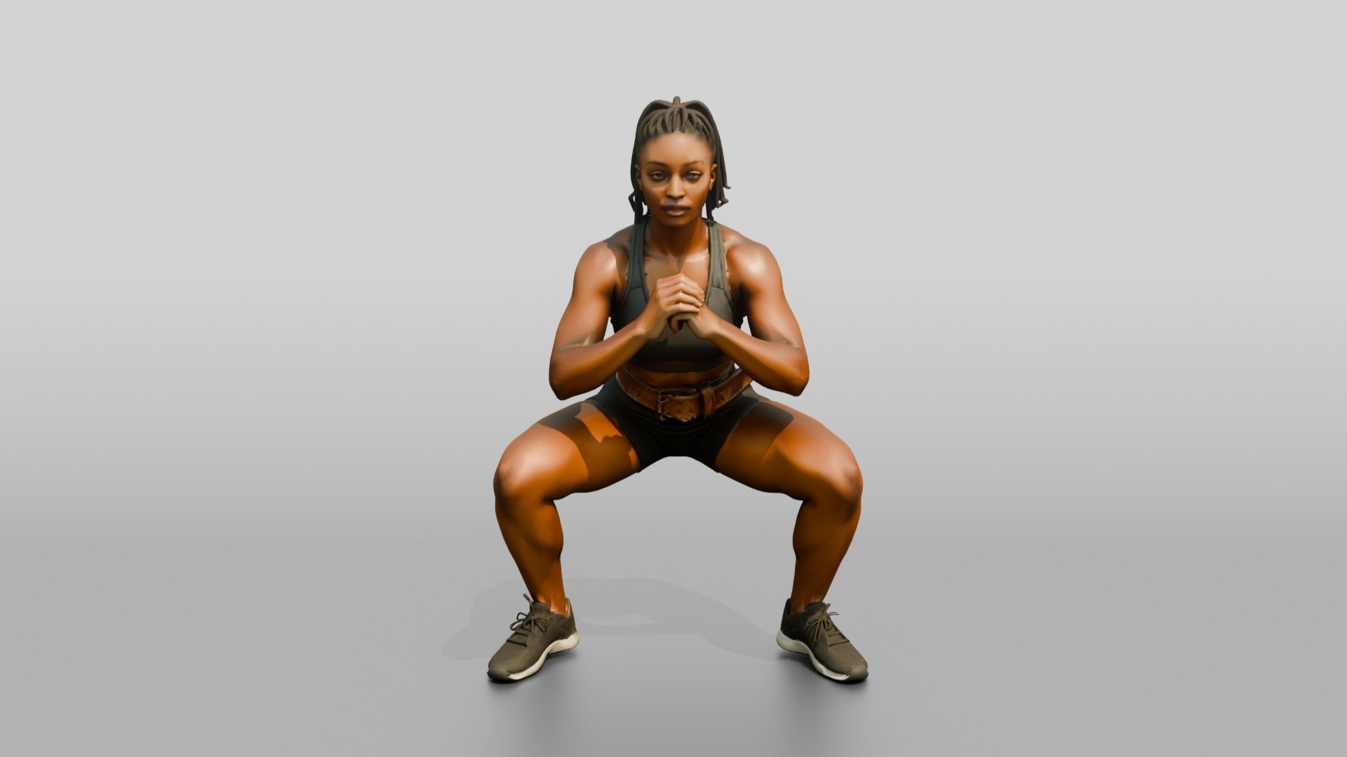 Woman in Squat with Sports Bra