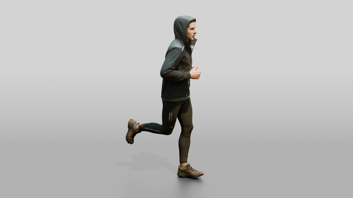 White Man Jogging Through the Park - 3D character model, view 2
