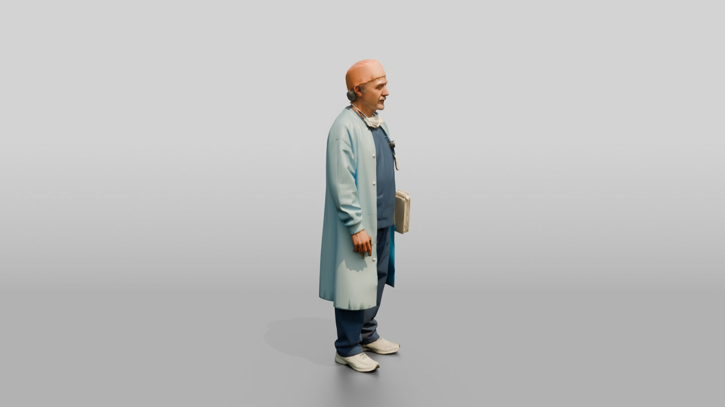 Older Hispanic Man Doctor Holding Folder