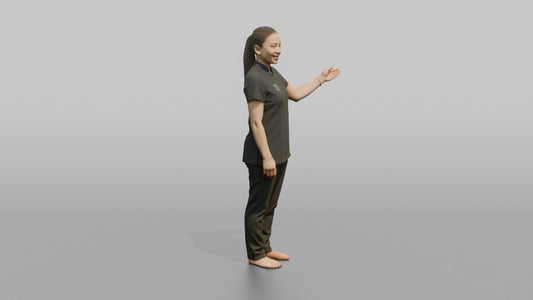 Massage Therapist Woman Gesturing Toward A Treatment Room Door - 3D character model