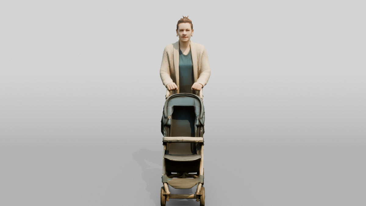 Caucasian Female Walking - 3D character model, view 1