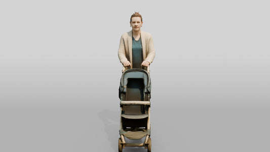 Caucasian Female Walking - 3D character model, view 1