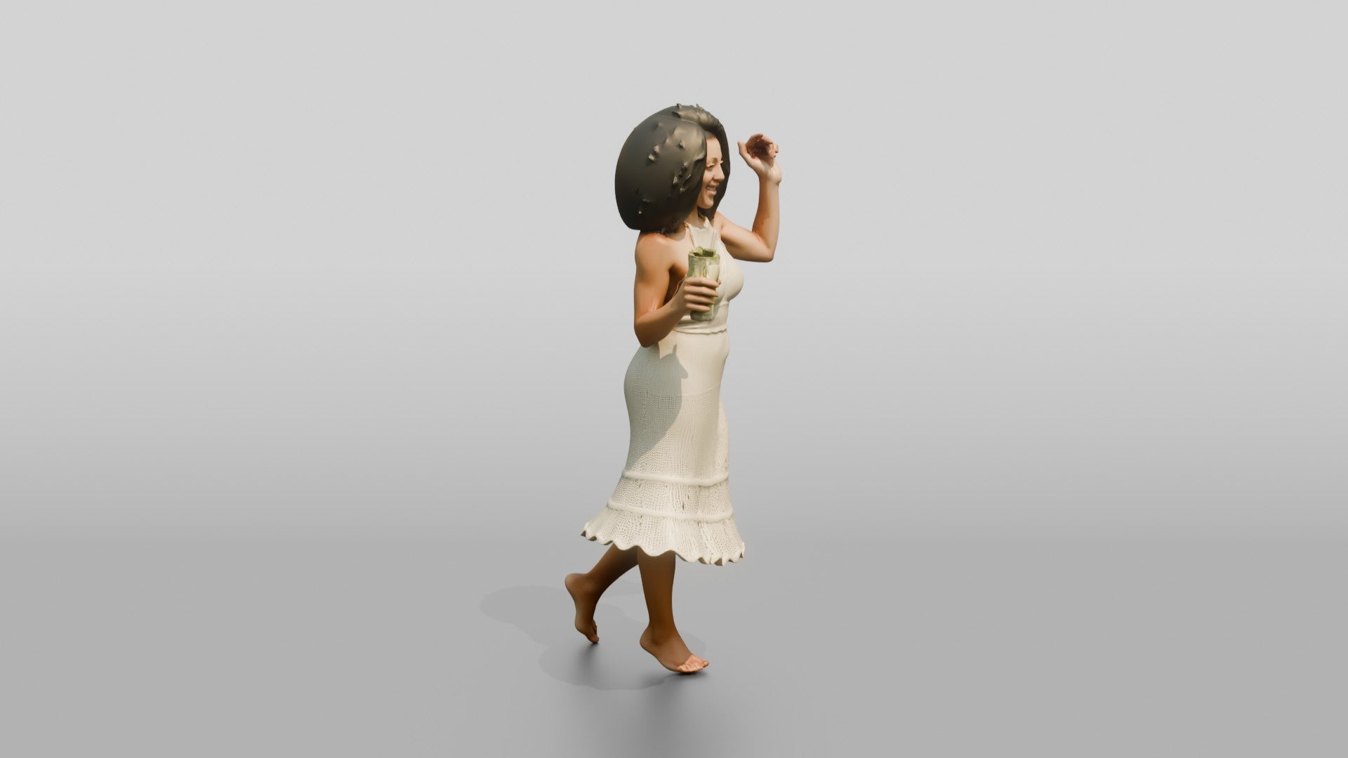 Woman Dancing in a Crochet Dress