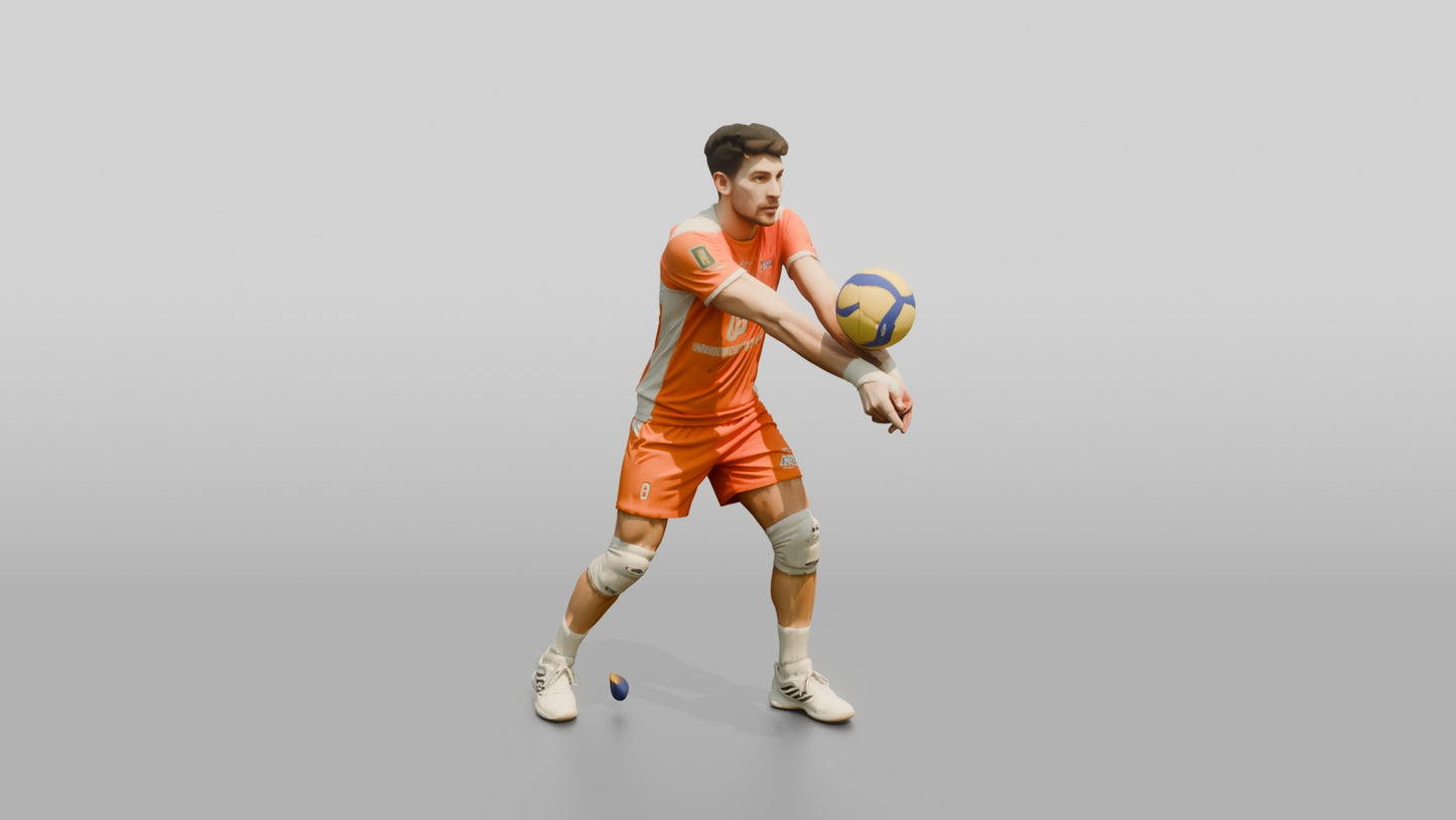 Male Volleyball Player in Orange and White Kit