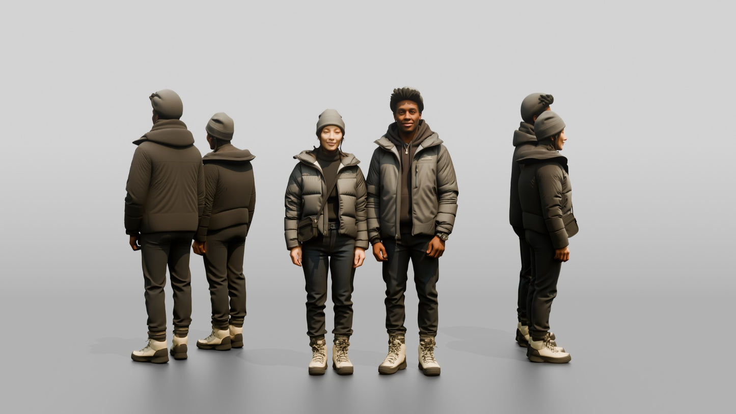 Multicultural Couple in Winter Streetwear