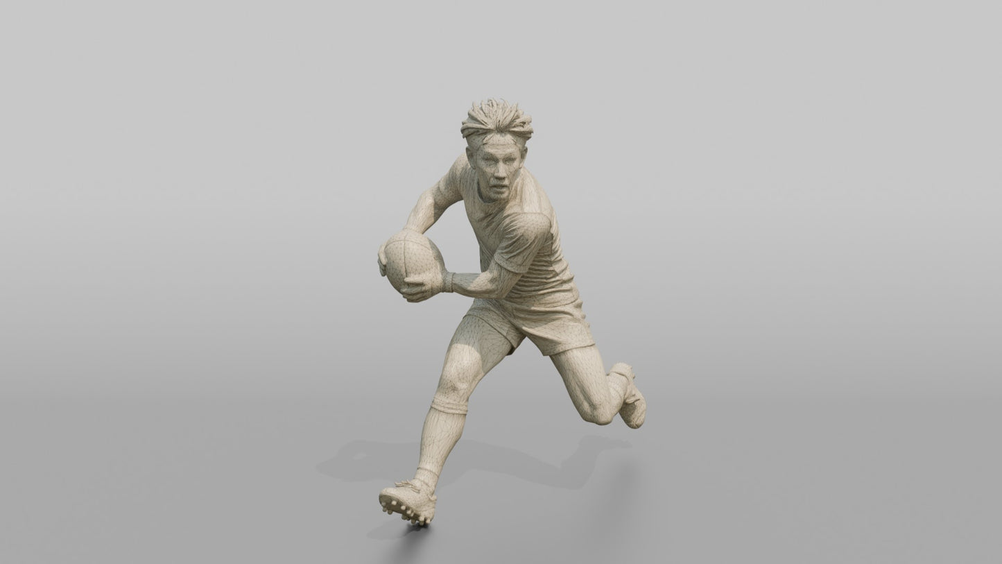 Japanese Fly-Half Executing a Sharp Side-Step