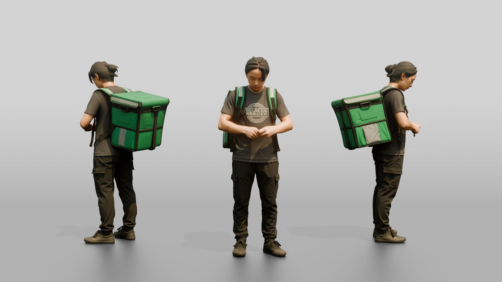 Food Delivery Man with Backpack