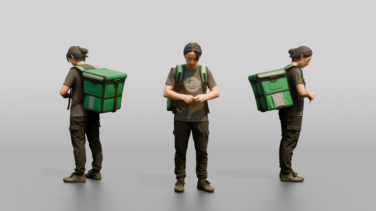 Food Delivery Man with Backpack - 3D character model
